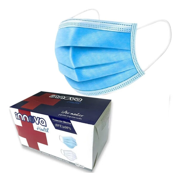 Tapabocas quirúrgico – Pack X50 unidades (3 capas, elástico, ajuste nasal)
