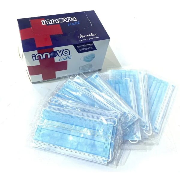 Tapabocas quirúrgico – Pack X50 unidades (3 capas, elástico, ajuste nasal) - Imagen 2