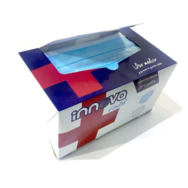 Tapabocas quirúrgico – Pack X50 unidades (3 capas, elástico, ajuste nasal) - Imagen 3